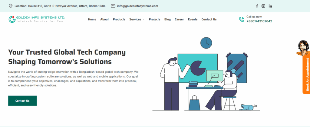 Golden info Systems limited Homepage. Top Best Software Companies in Bangladesh 2025