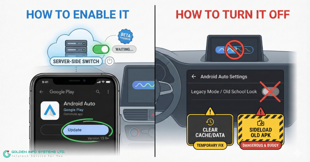 Android Auto Wavy Progress Bar. How to Get the New Look (or Revert It)