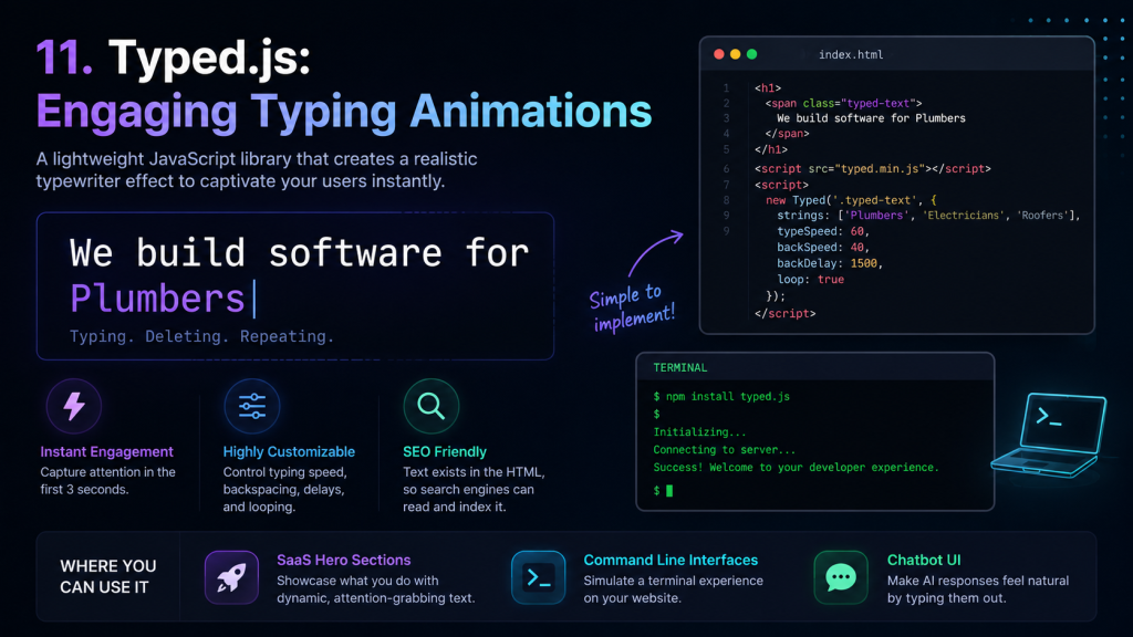 Typed.js a lightweight JavaScript library